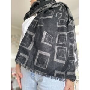 Pashmina scarf black with geometric cubic images Purchased in Italy Very soft